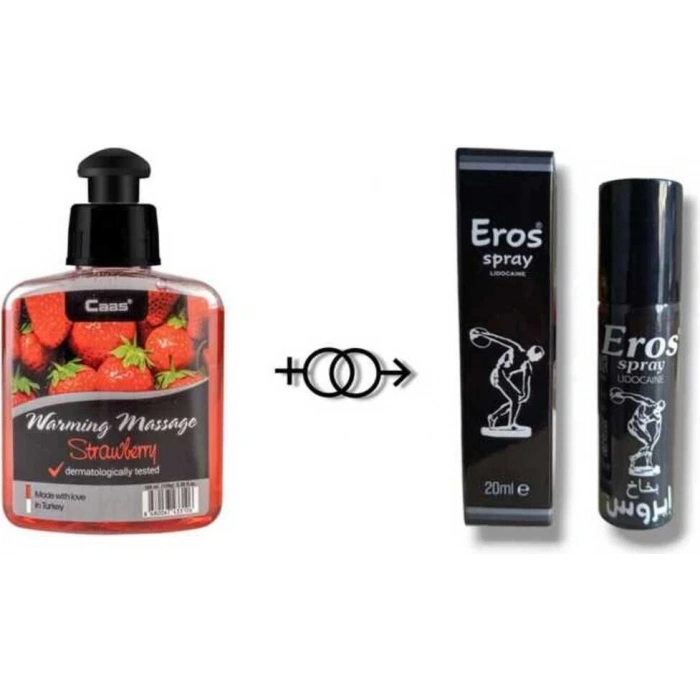 Eros Çilek Aromalı Masaj Yağı 100 ml + Eros Sprey 20 ml