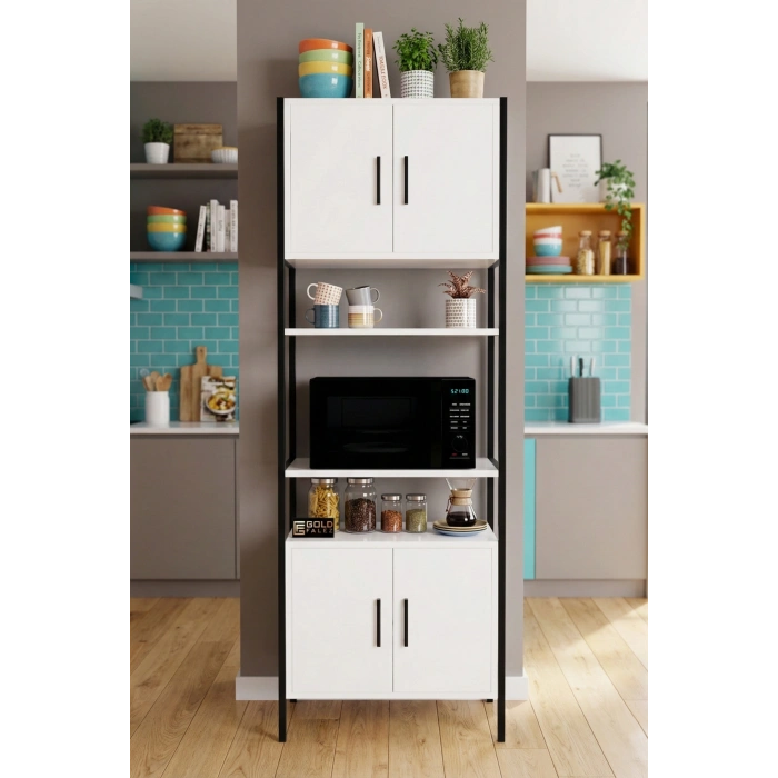 Fırın Dolabı Metal Ayaklı Beyaz 64 cm