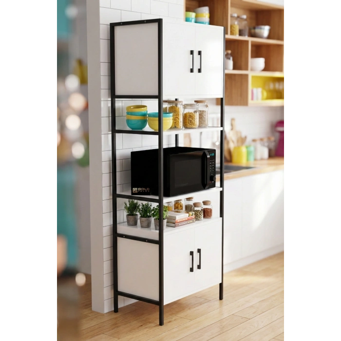 Fırın Dolabı Metal Ayaklı Beyaz 64 cm