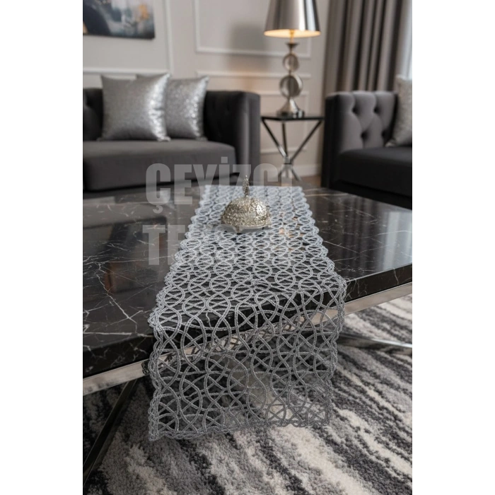 Fransız Dantel Detaylı Tek Runner, Masa Üzerine Runner, Masa Örtüsü Runneri