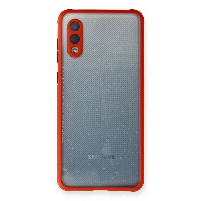 Samsung Galaxy A02 Kılıf Miami Şeffaf Silikon - Kırmızı