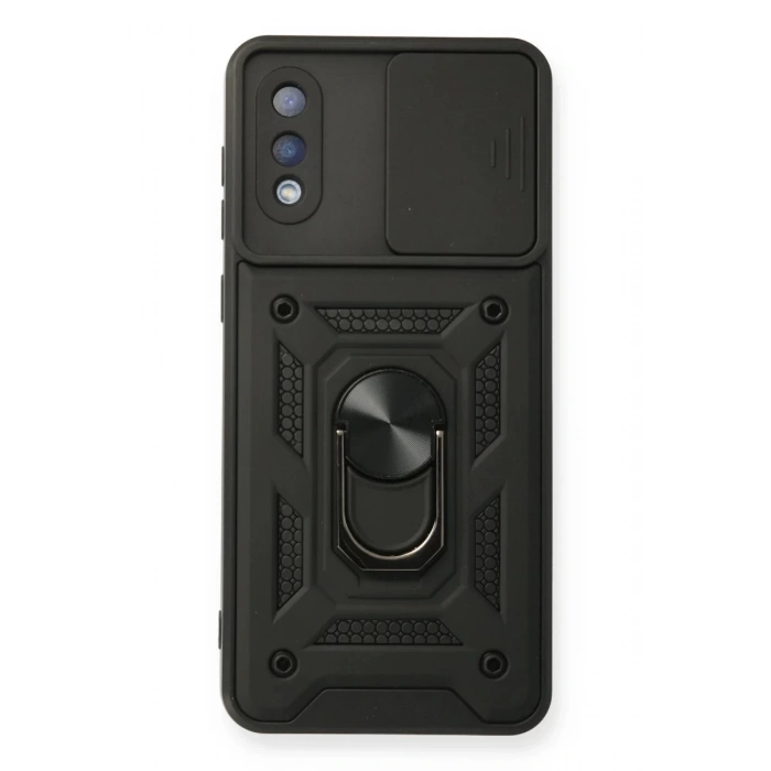Samsung Galaxy A02 Kılıf Pars Lens Yüzüklü Silikon - Siyah