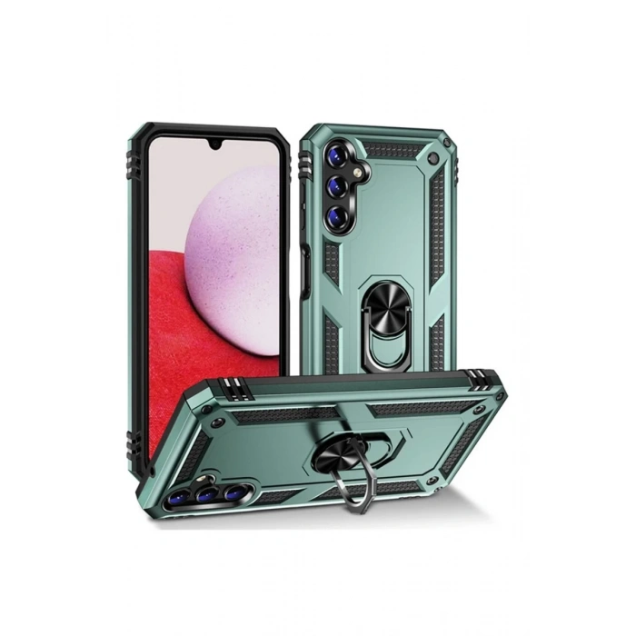 Samsung Galaxy A04S Kılıf Sofya Yüzüklü Silikon Kapak - Yeşil