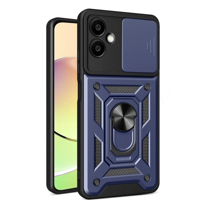 Samsung Galaxy A07 4G Pars Lens Yüzüklü Silikon - Lacivert