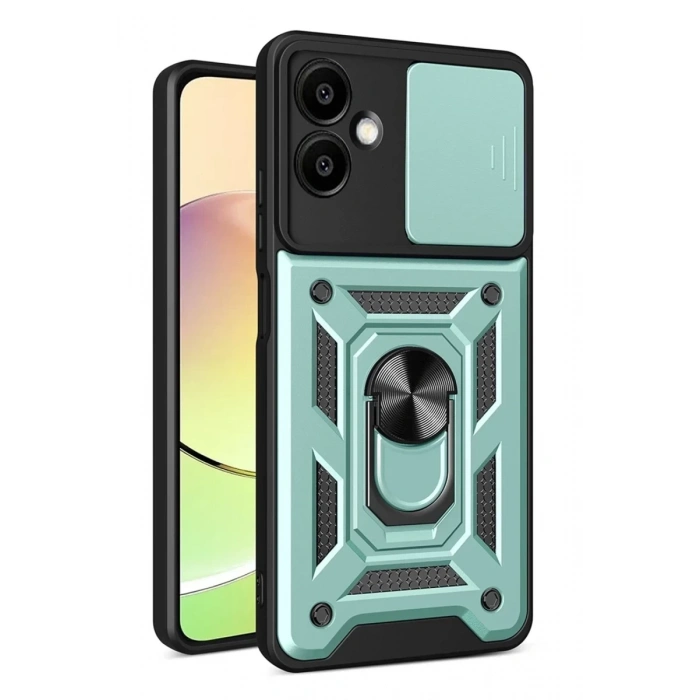 Samsung Galaxy A07 4G Pars Lens Yüzüklü Silikon - Yeşil