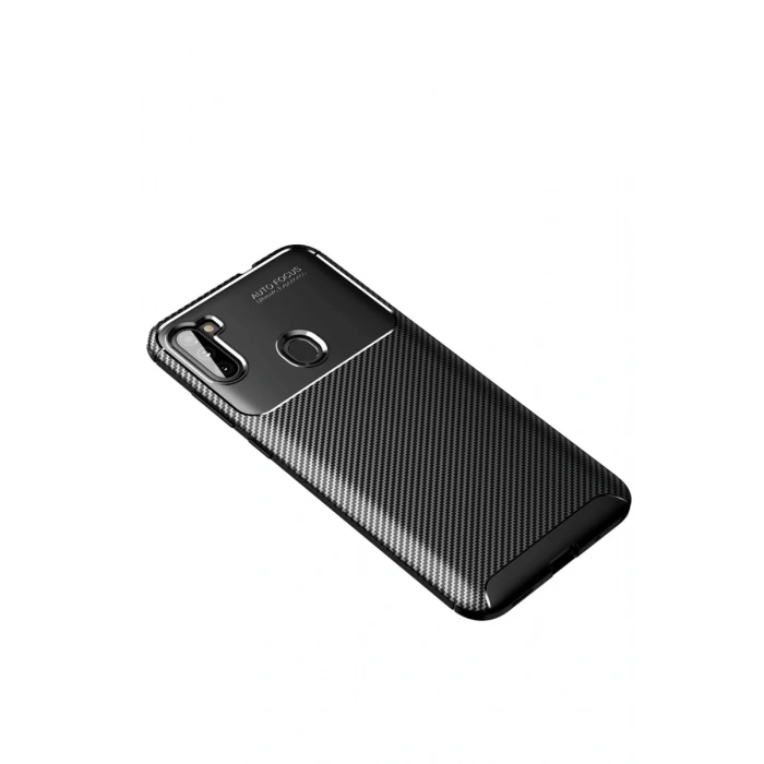 Samsung Galaxy A11 Kılıf Auto Focus Karbon Kapak - Siyah