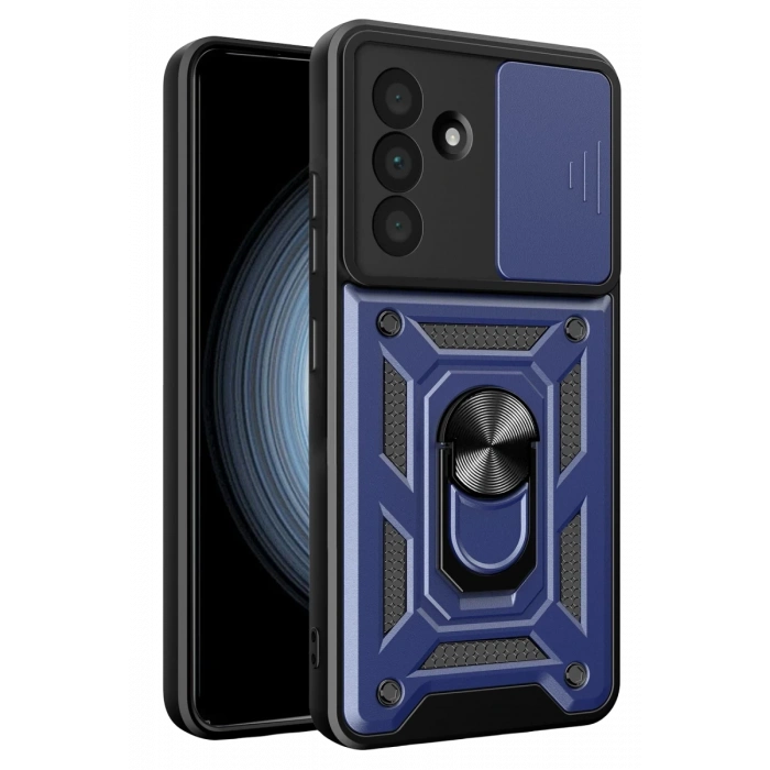 Samsung Galaxy A37 5G Pars Lens Yüzüklü Silikon - Lacivert
