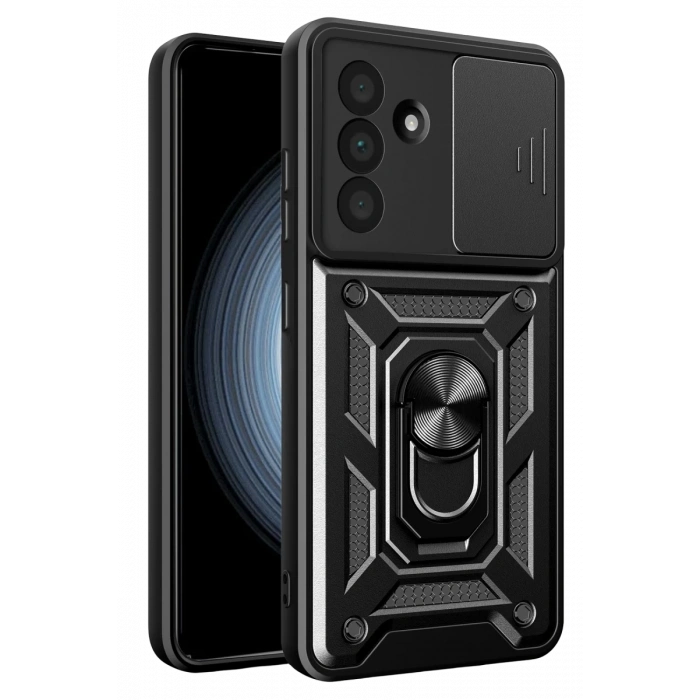 Samsung Galaxy A57 5G Pars Lens Yüzüklü Silikon - Siyah