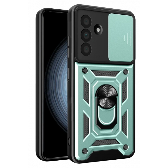 Samsung Galaxy A57 5G Pars Lens Yüzüklü Silikon - Yeşil