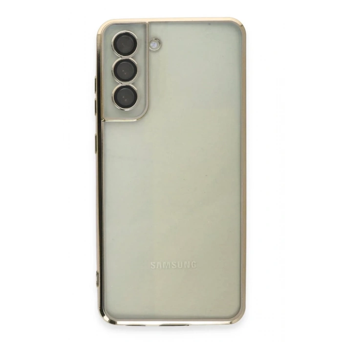 Samsung Galaxy S21 FE Kılıf Lensli Silikon - Gold