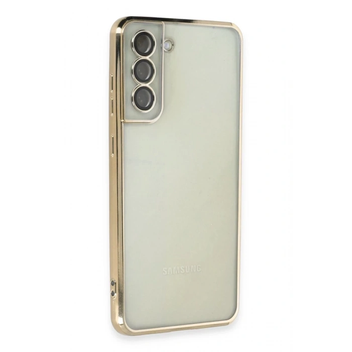 Samsung Galaxy S21 FE Kılıf Lensli Silikon - Gold