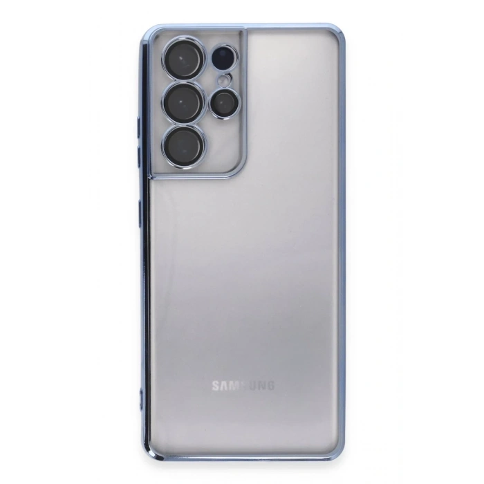 Samsung Galaxy S21 Ultra Kılıf Lensli Silikon - Açık Mavi