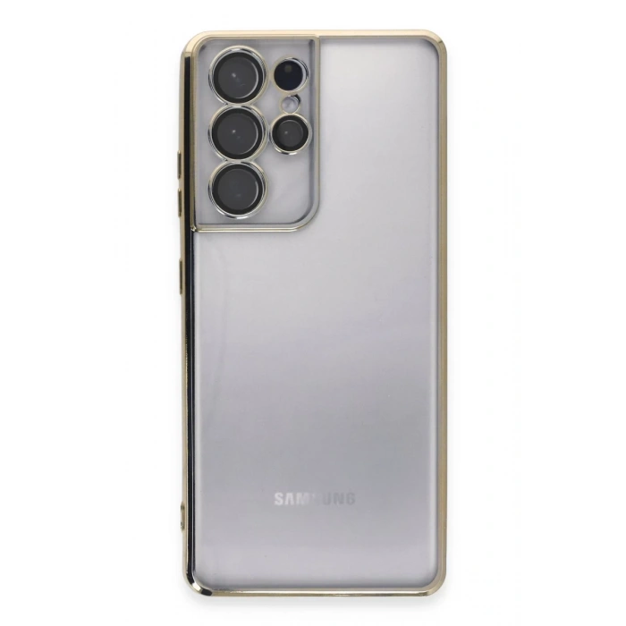 Samsung Galaxy S21 Ultra Kılıf Lensli Silikon - Gold