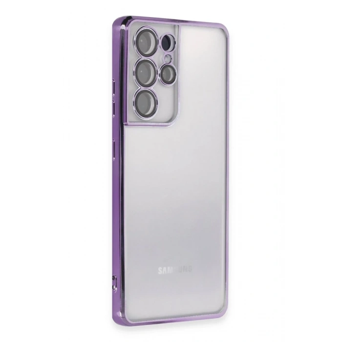 Samsung Galaxy S21 Ultra Kılıf Lensli Silikon - Mor