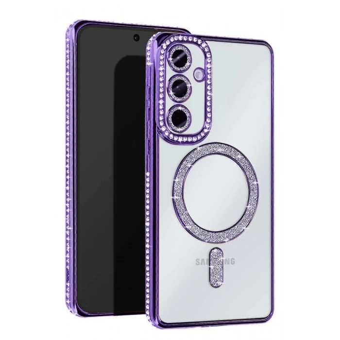 Samsung Galaxy S24 FE Joke Simli Magneticsafe Kılıf - Derin Mor