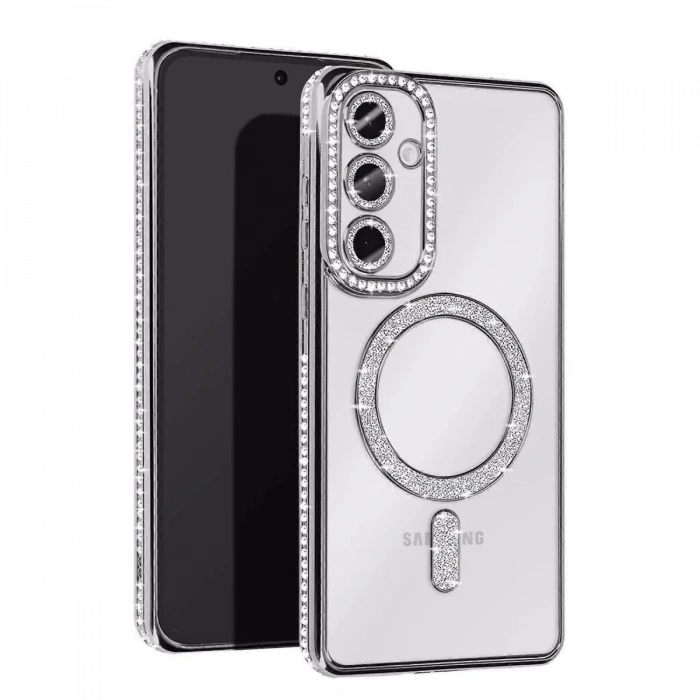 Samsung Galaxy S24 FE Joke Simli Magneticsafe Kılıf - Gümüş