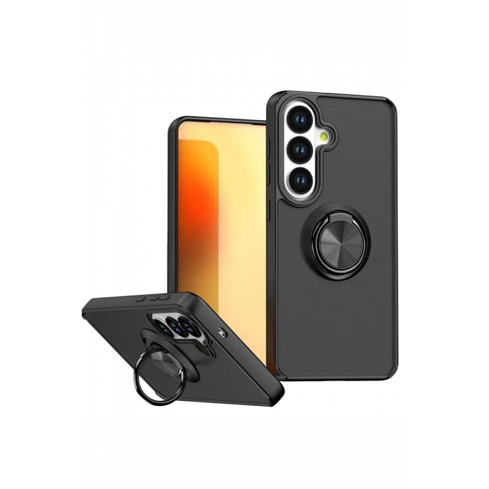 Samsung Galaxy S26 Plus Montreal Yüzüklü Silikon Kapak - Siyah