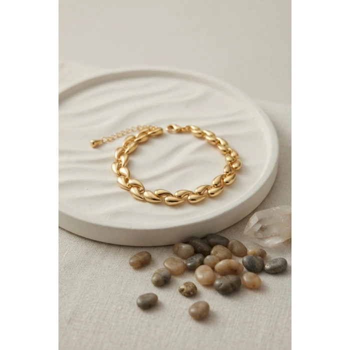 Gold Renk Sarmal Damla Model Kadın Bileklik