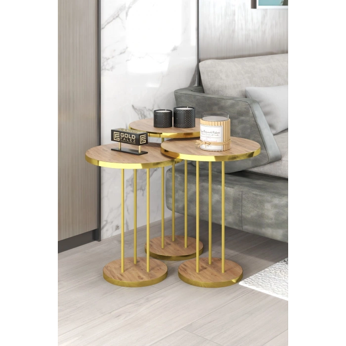 Gold Terra Sehpa Seti Ceviz 4lü