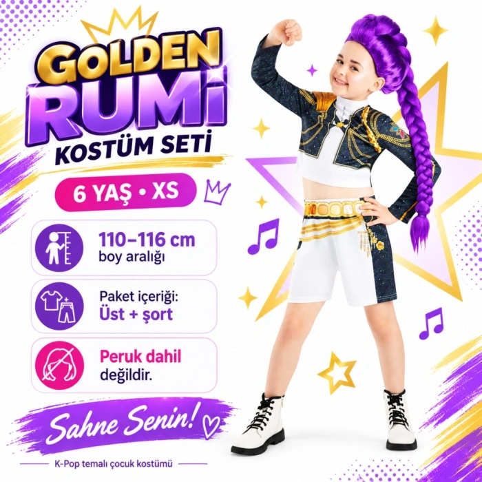 Golden Rumi Kostüm Seti 6 Yaş XS
