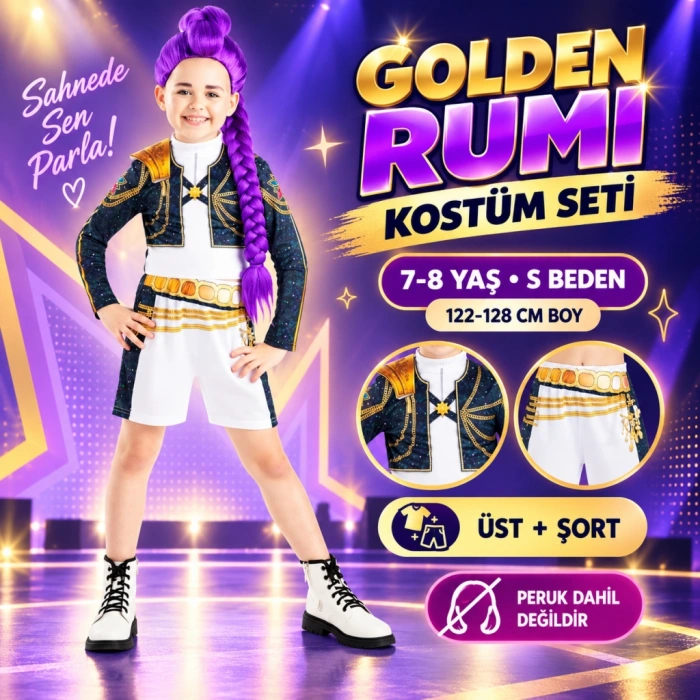Golden Rumi Kostüm Seti 7-8 Yaş S