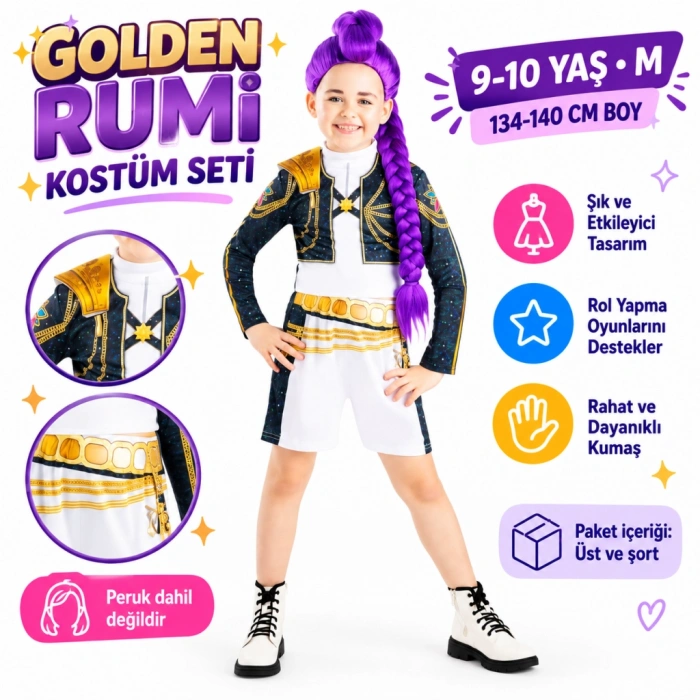 Golden Rumi Kostüm Seti 9-10 Yaş M