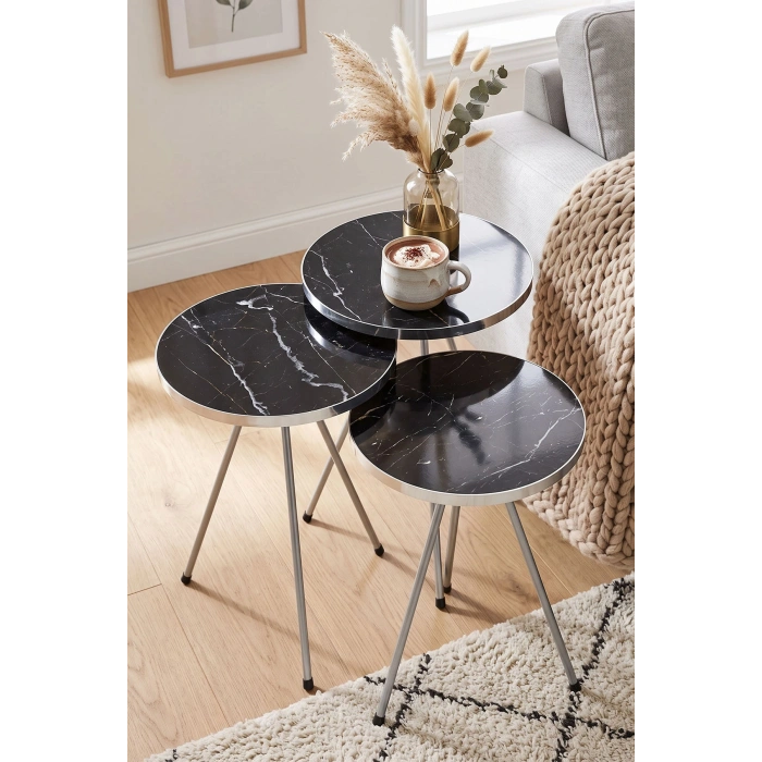 Gümüş Metal Zigon Bendir Siyah 3lü