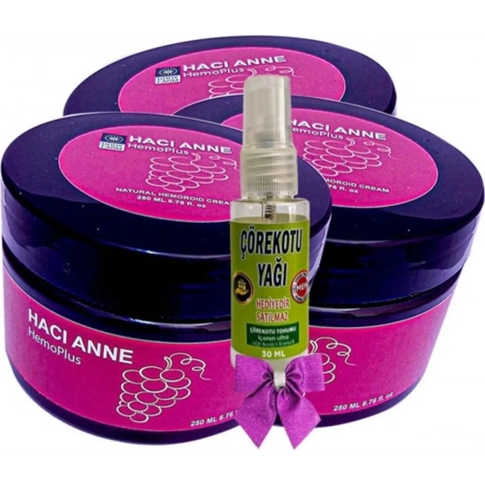 Hacı Anne Hemoplus Kremi 200 ml x 3 Adet + Çörek Otu Yağı 30 ml