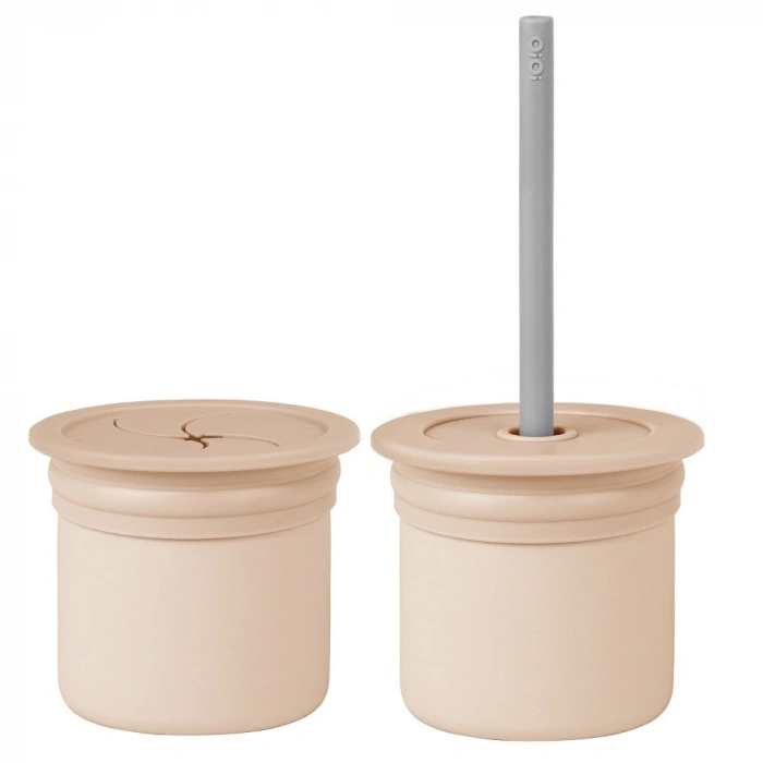 Ham+Hüp Pipetli Silikon Bardak Seti Bubble Beige / Powder Grey