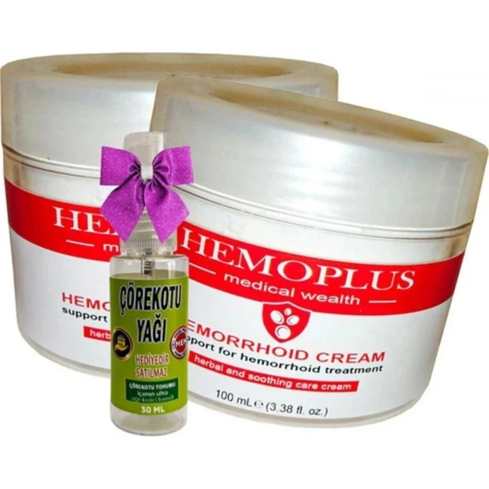 Hemoplus Bakım Kremi 100 ml x 2 Adet + Çörek Otu Yağı 30 ml
