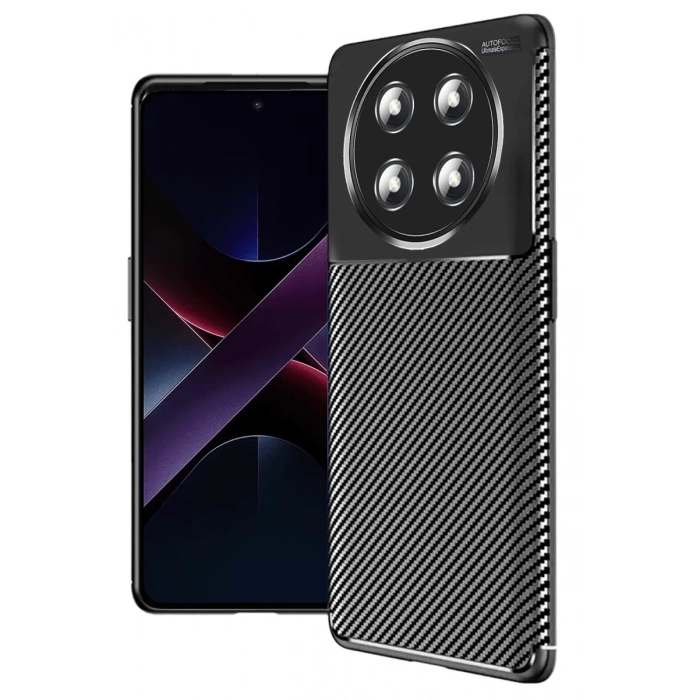 Honor Magic 7 Lite Uyumlu Kılıf Auto Focus Karbon Kapak - Siyah