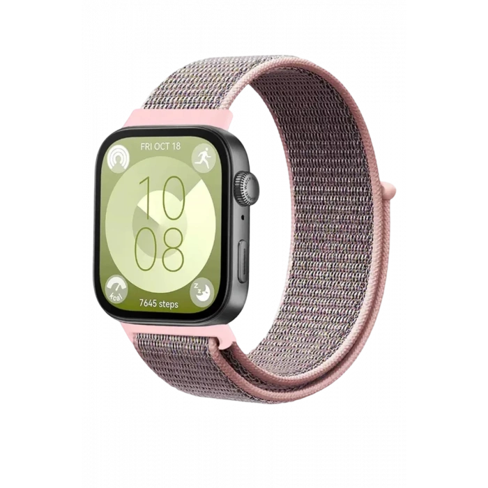 Huawei Fit 4 Hasırlı Cırtcırtlı Kordon - Pembe