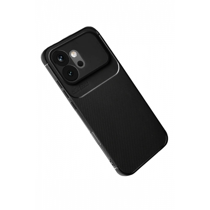 Huawei Honor 600 Uyumlu Auto Focus Karbon Kapak - Siyah