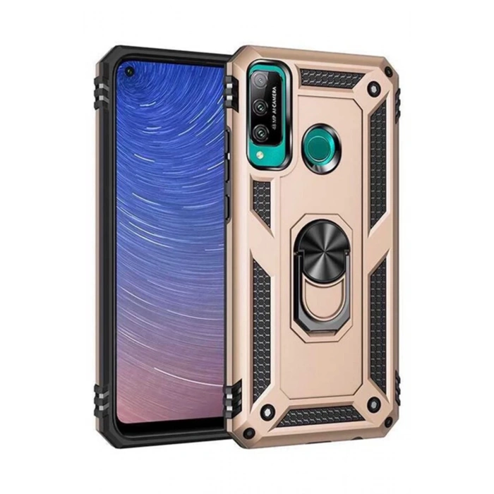 Huawei P40 Lite Uyumlu E Kılıf Sofya Yüzüklü Silikon Kapak - Gold
