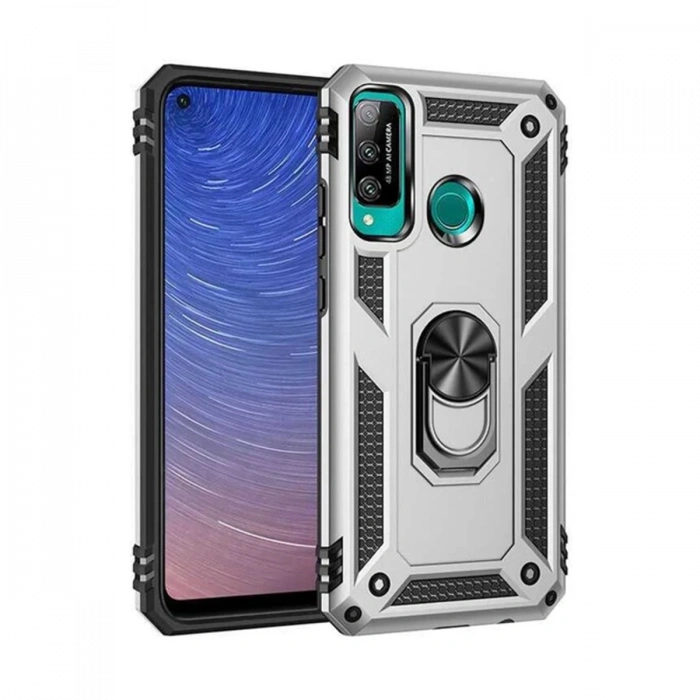 Huawei P40 Lite Uyumlu E Kılıf Sofya Yüzüklü Silikon Kapak - Gümüş