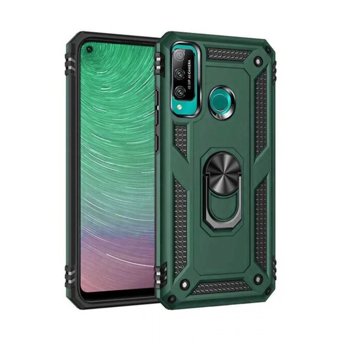 Huawei P40 Lite Uyumlu E Kılıf Sofya Yüzüklü Silikon Kapak - Yeşil