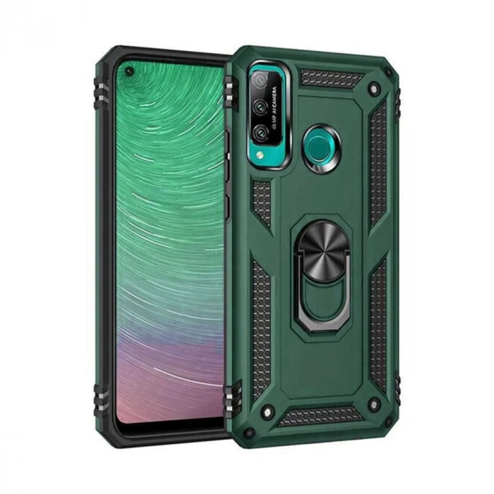 Huawei P40 Lite Uyumlu E Kılıf Sofya Yüzüklü Silikon Kapak - Yeşil