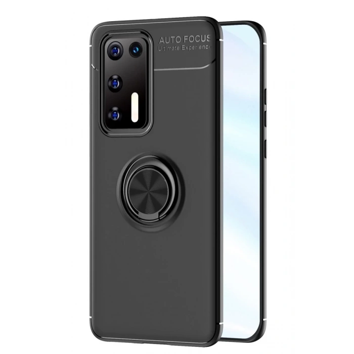 Huawei P40 Uyumlu Kılıf Range Yüzüklü Silikon - Siyah