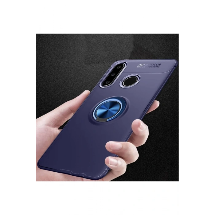 Huawei Y6P Uyumlu Kılıf Range Yüzüklü Silikon - Mavi