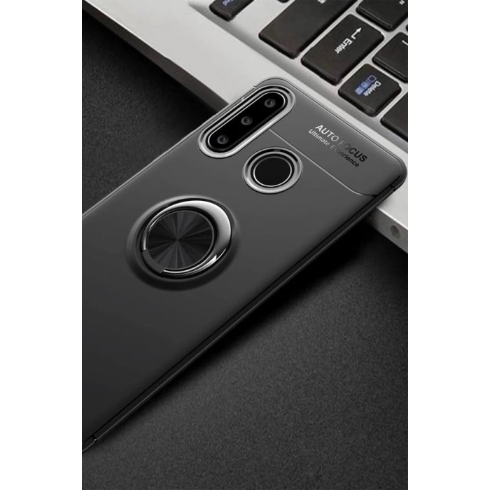Huawei Y6P Uyumlu Kılıf Range Yüzüklü Silikon - Siyah