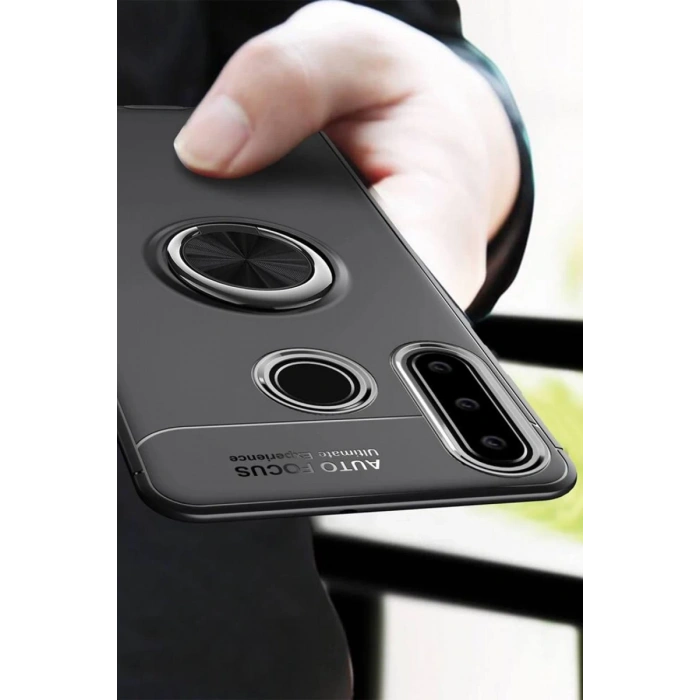 Huawei Y6P Uyumlu Kılıf Range Yüzüklü Silikon - Siyah