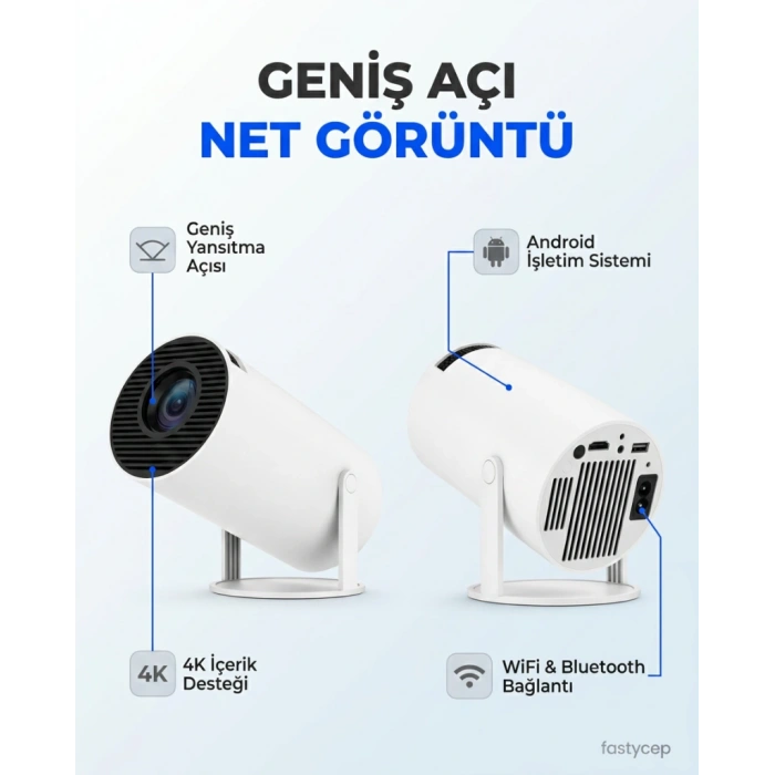 HY300 Mini Projeksiyon 4K Destekli ? Android WiFi Bluetooth
