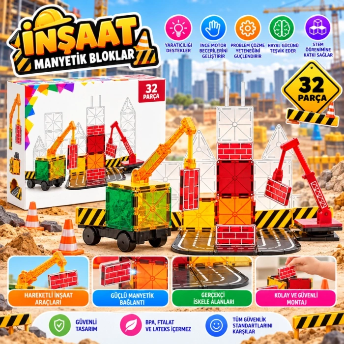İnşaat Manyetik Bloklar 32 Parça