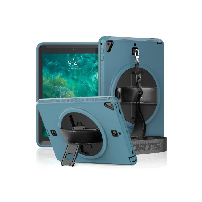 Apple iPad 5 Air 9.7 Kılıf Strap-C Otterbox Tablet Kapak - Mavi