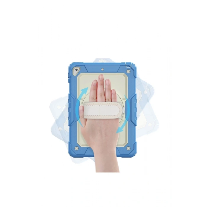 Apple iPad 5 Air 9.7 Kılıf Strap New Tablet Kapak - Mavi