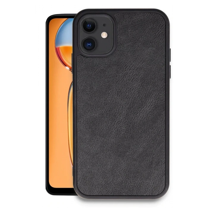 Apple iPhone 11 Kılıf Aras Deri Kapak - Siyah