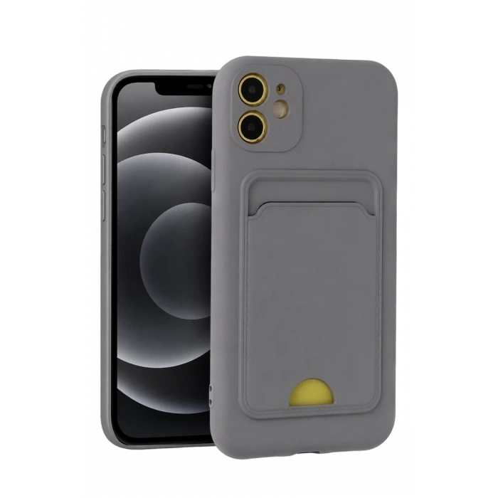 Apple iPhone 11 Kılıf Kelvin Kartvizitli Silikon - Gri