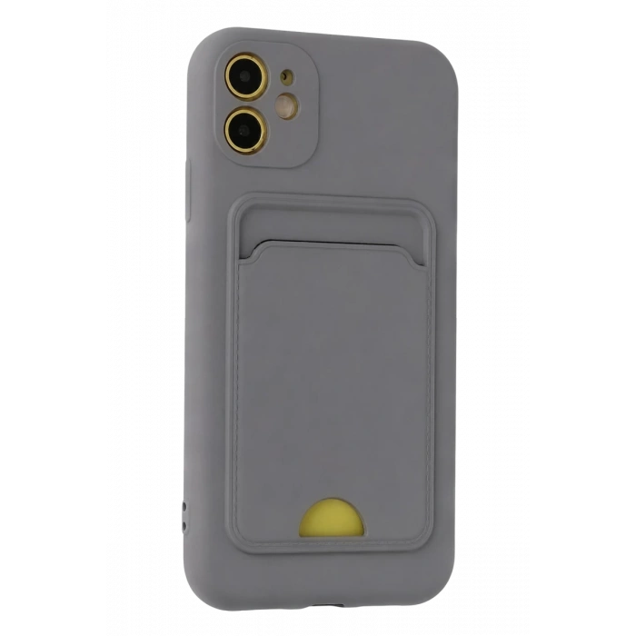 Apple iPhone 11 Kılıf Kelvin Kartvizitli Silikon - Gri