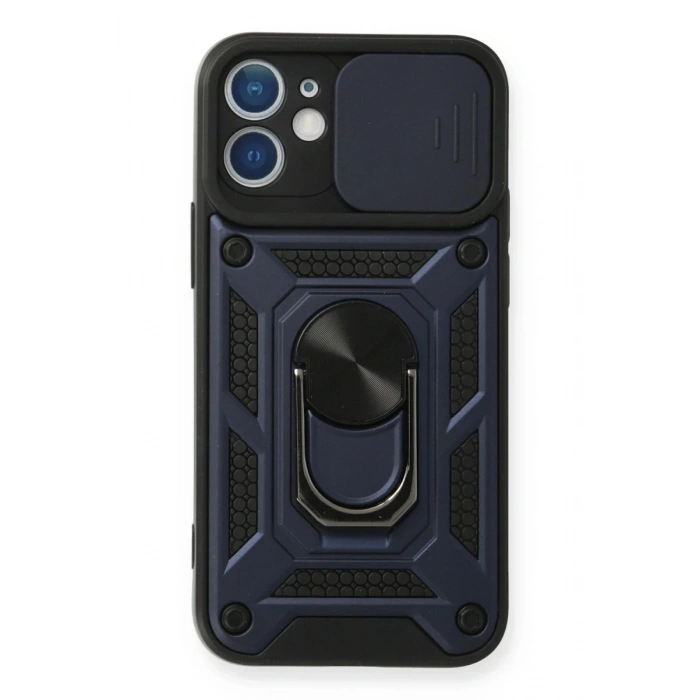 Apple iPhone 11 Kılıf Pars Lens Yüzüklü Silikon - Lacivert