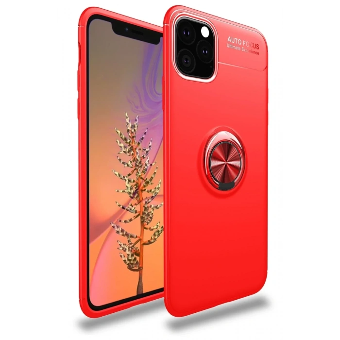 Apple iPhone 11 Pro Kılıf Range Yüzüklü Silikon - Kırmızı